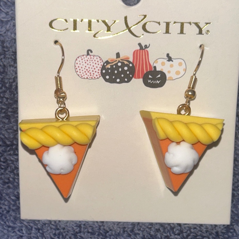 Pumpkin Pie Earrings Fall Thanksgiving Holiday Cute Dangle